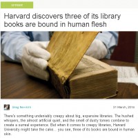 ハーバード大学の図書館で発見された『人皮装丁本』
