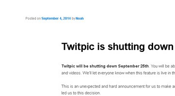『Twitpic』9月25日でサービス終了―エクスポート機能近日リリース