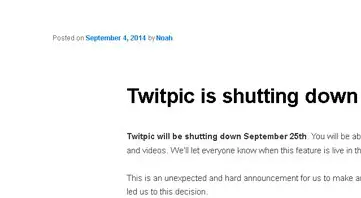 『Twitpic』9月25日でサービス終了―エクスポート機能近日リリース