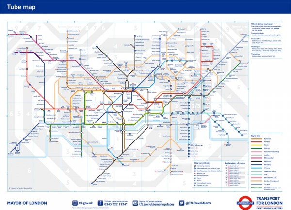 こちらが本来のロンドン地下鉄路線図