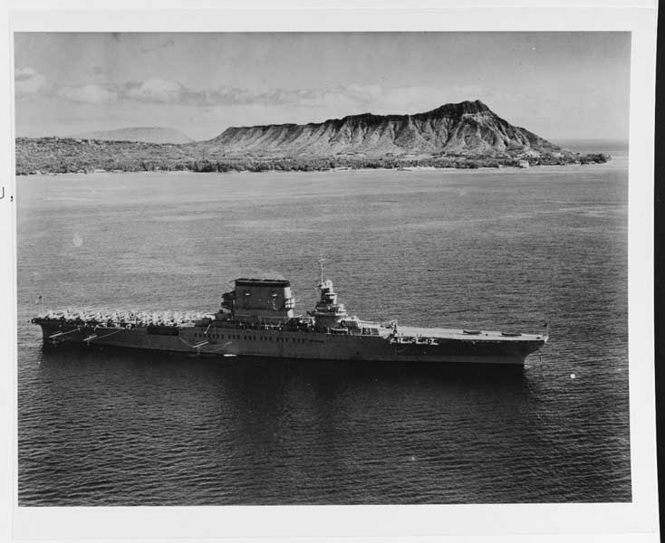 1933年2月2日、ハワイ沖で撮影された空母レキシントン（Image：National Archives）