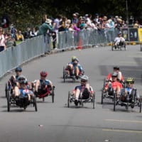 自転車競技リカンベント部門の様子