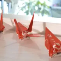 パッケージで作った折り鶴