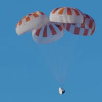 クルードラゴンのパラシュート試験（Image：SpaceX）