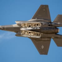 胴体内ウエポンベイを開いて旋回するF-35A（Image：USAF）