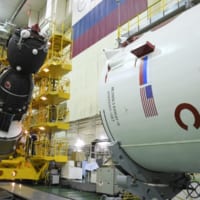 ペイロードフェアリングに挿入されるソユーズMS-16（Image：Roscosmos）