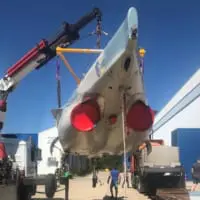 トレーラーに積載されるM-346・X616（Image：Leonardo）