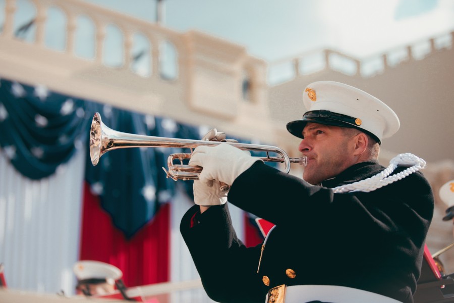 バイデン大統領就任式で演奏するトランペット奏者（Image：USMC）