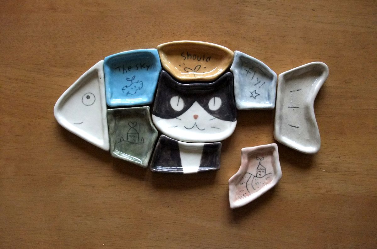 こんなん作ってます　猫クリエイターが作った「パズル猫小皿」に反響