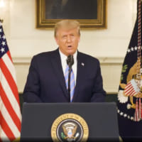 Twitterメッセージ動画でのトランプ大統領（スクリーンショット）