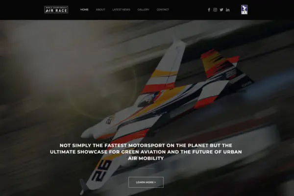 2022年開幕の「ワールドチャンピオンシップ・エアレース」公式サイト（スクリーンショット）