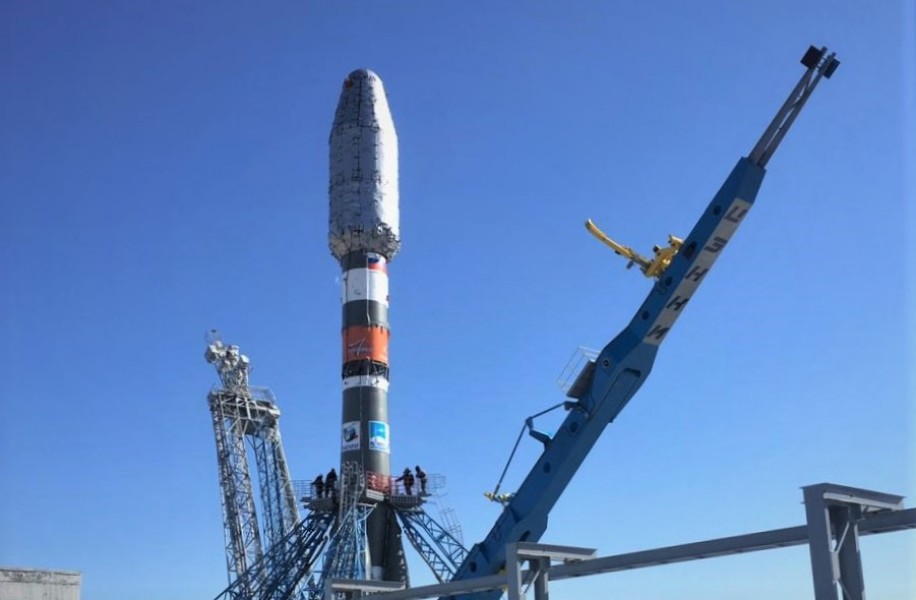 発射台に設置されたソユーズ2.1bロケット（Image：Roscosmos）