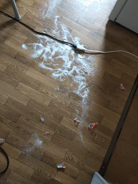 散乱した白い粉