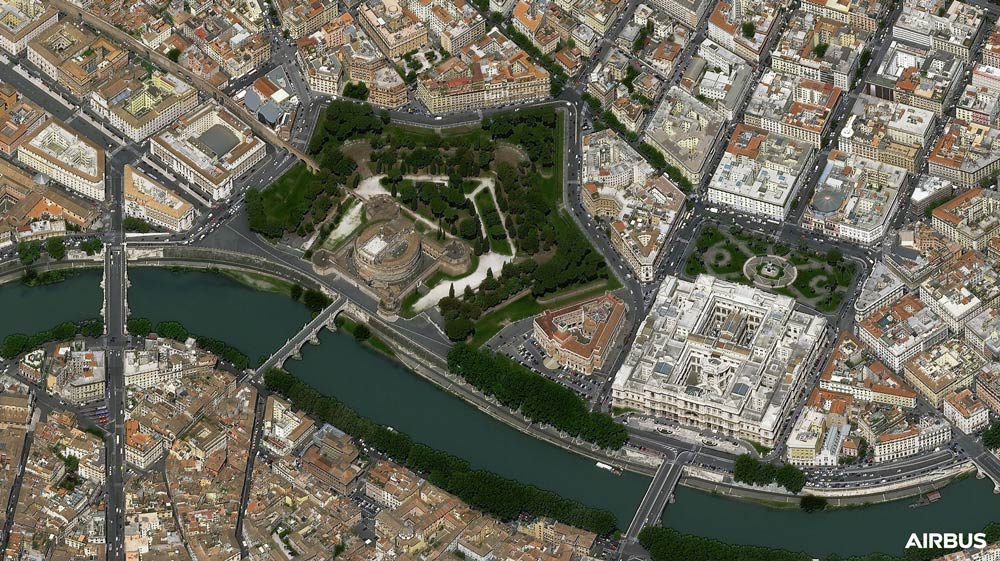 プレアデス・ネオ3号機が撮影したサンタンジェロ城と最高裁判所（Image：Airbus）