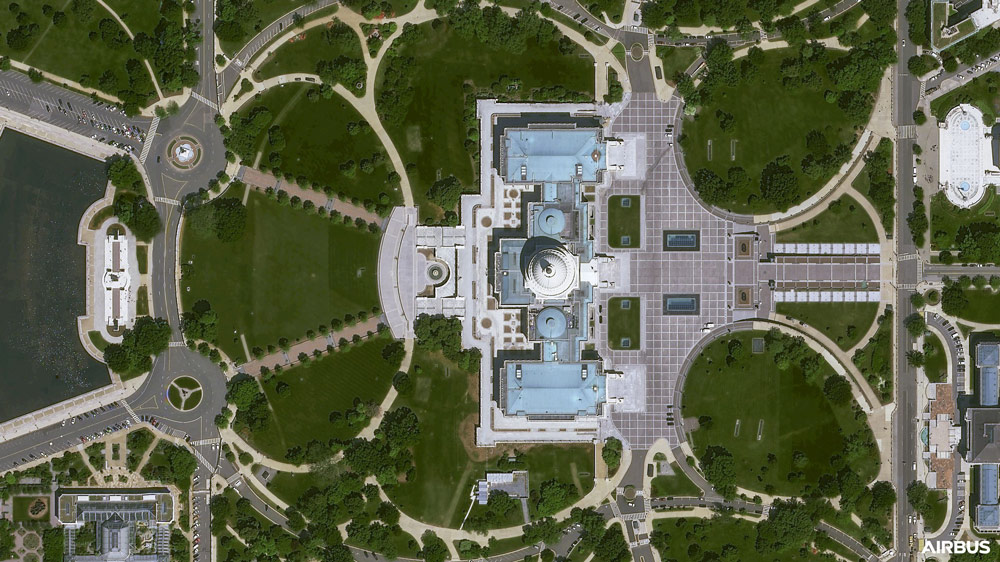 プレアデス・ネオ3号機が撮影したホワイトハウスと連邦議会議事堂（Image：Airbus）