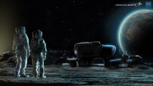 アルテミス計画での宇宙飛行士と月面車の想像図（Image：GM／Lockheed Martin）