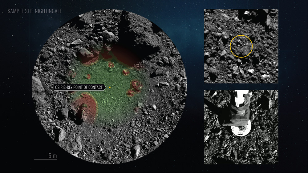 OSIRIS-RExのサンプル採取地点ナイチンゲール（Image：NASA／アリゾナ州立大学）