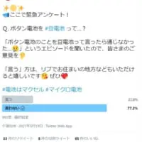「ボタン電池」を「豆電池」って呼ぶ？というアンケート（スクリーンショット）