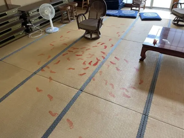 現場に残された赤い足跡　女児が残した痕跡に思わずほっこり