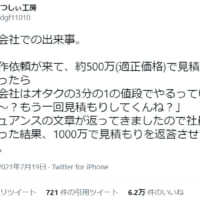 適正価格に関する投稿がTwitterで反響。