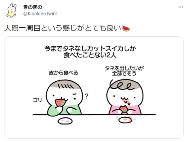 「人間一周目という感じ」子どもが初めてスイカを食べる様子がかわいい