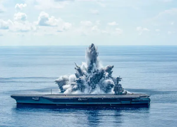 空母フォード3回目の水中爆発耐久試験の様子（Image：U.S.Navy）