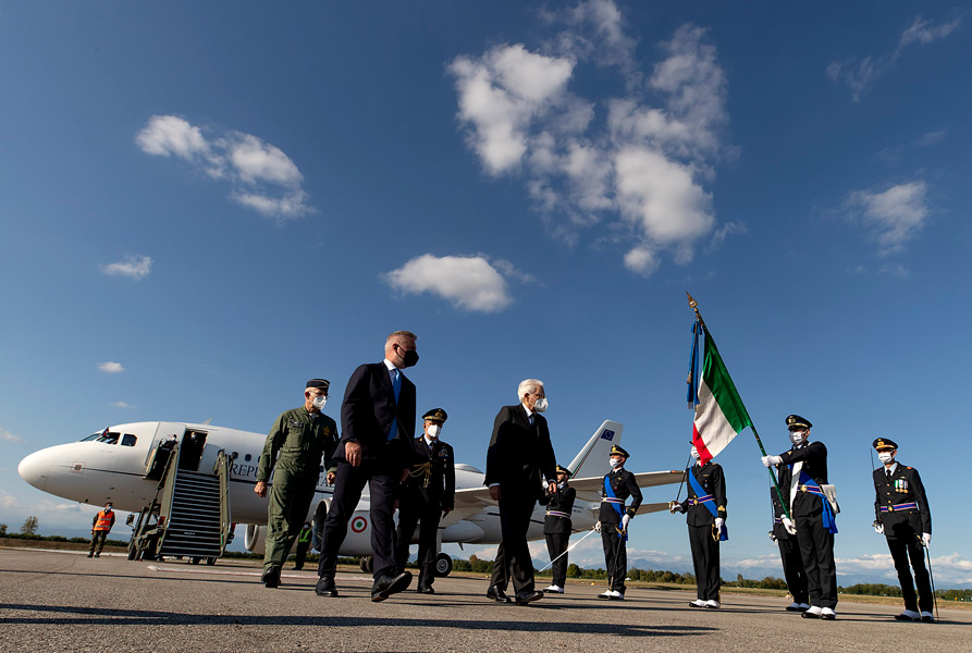リヴォルト基地に到着したマッタレッラ大統領（Image：イタリア空軍）