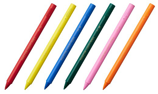 クーピーペンシルの色合いをイメージする6色展開