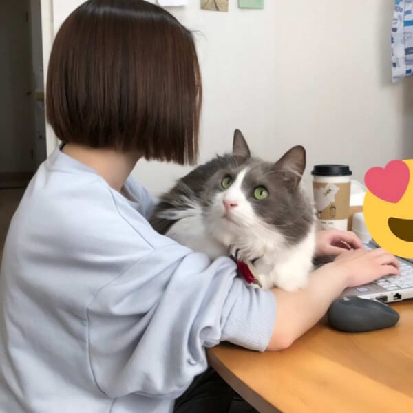 腕の中で飼い主さんをいたわるいーくん（いーくんさん提供）