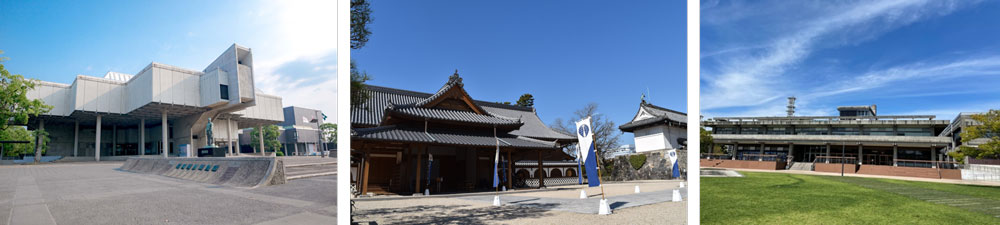 左から佐賀県立博物館・佐賀県立佐賀城本丸歴史館・佐賀県立図書館