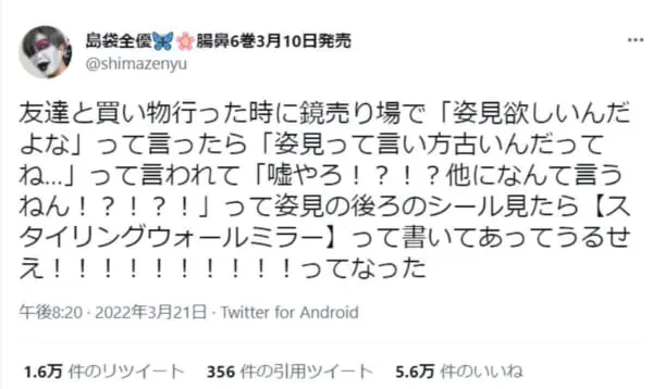「姿見」って言い方は古い？初めて聞くスマートな呼称に「うるせえ！」