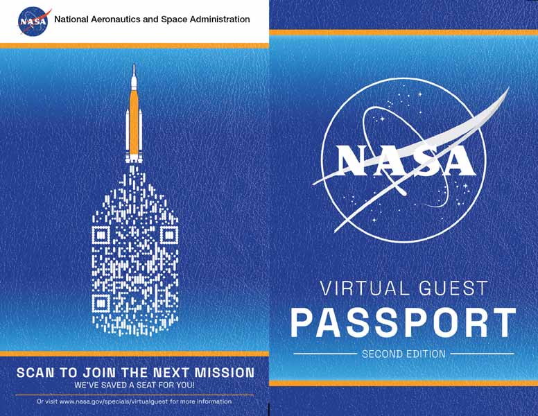 バーチャルゲストパスポートの表紙・裏表紙（画像：NASA）