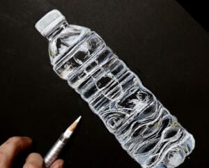 イラストで熱中症対策。色鉛筆画家が描いたペットボトル飲料水。