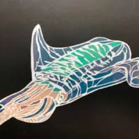 黒猫モモさんの切り絵作品「涼（りょう）」（黒猫モモさん提供）