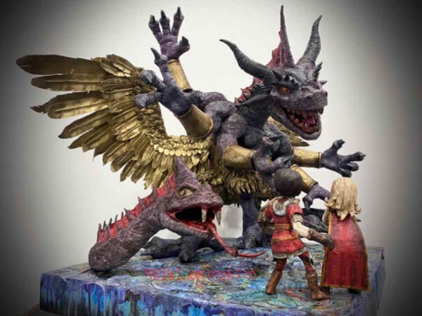 礼鬼さんのドラクエファンアート「創造神マデサゴーラとの死闘」（礼鬼さん提供）