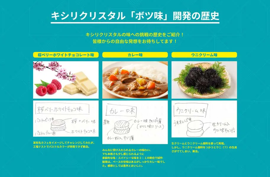 キシリクリスタル「ボツ味」の一部
