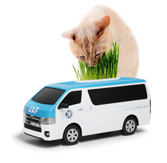 ティッシュケース トヨタハイエース JAF（日本自動車連盟）Ver　猫用草