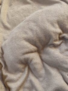 毛布に浮かび上がった眠るケンくんのシルエット（ゆきじさん提供）