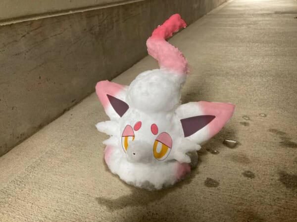 初めての雪像づくりでポケモン「ヒスイゾロア」に挑戦　大きさまで完全再現