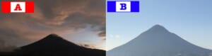 AとBどちらが富士山でしょう、という質問の写真