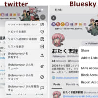 BlueSkyとTwitter　プロフィールの様子
