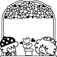細かなお花やレトロな男の子と女の子が描かれた「なかよし」