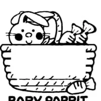 バスケットに入ったうさぎとにんじんが可愛い「うさぎ」