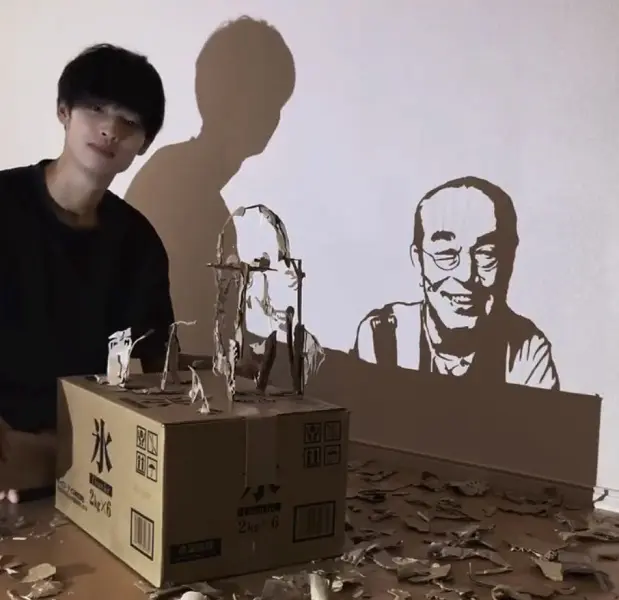 志村けんさんに届け！ダンボール影アートに感動