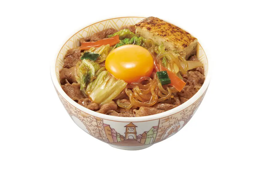 月見すきやき牛丼