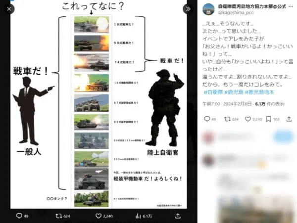戦車だと思っていた車両は実は戦車じゃないかも？見分け方を自衛官が伝授（画像提供：自衛隊鹿児島地方協力本部）