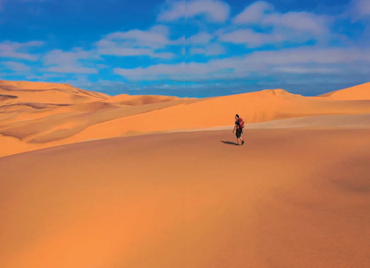 砂漠を歩くひろゆき