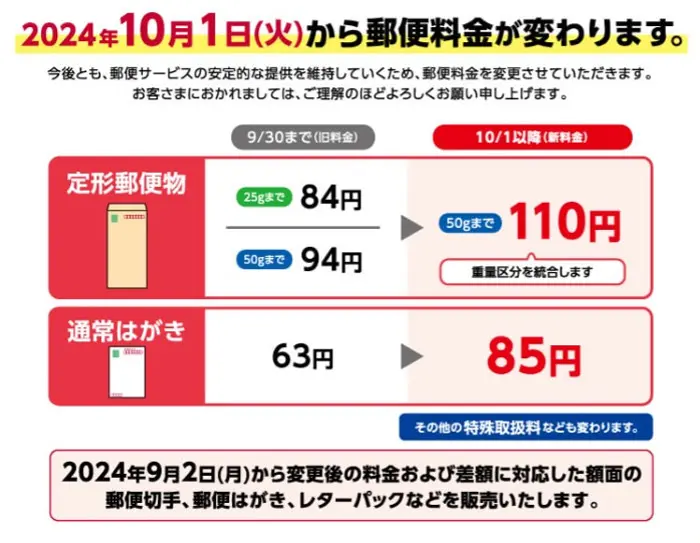 郵便料金が10月1日から値上げ レターパックライトは370円→430円 ...