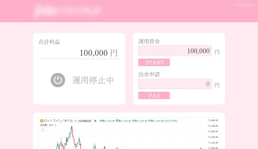 「運用資金」の項目には初めから「100000円」が表示