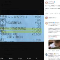 1006円の肉が「1000円引き」で売られていたことを証明するレシート